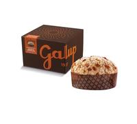 Galup Panettone Artigianale con Gocce di Cioccolato a Lievitazione Naturale, Senza Uvetta e Canditi, Guarnito con Glassa alle Nocciole, Mandorle e Granella di Zucchero - 750 g