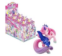 Galupy Rainbow Unicorn 16-pack - Unicorno giocattolo da collezione, statuette di unicorno con ali scintillanti e cristalli