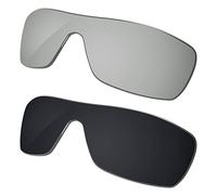 Galvanic Lenti di ricambio per occhiali da sole Oakley Batwolf OO9101, cromate e polarizzate nere, confezione combinata