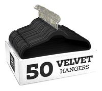 (galvanized hook, black) 10pcs Non-slip Velvet Hangers - Suit Hangers