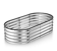 Galvanized Raised Garden Beds Outdoor // 4×2×1 ft Planter Raised Beds for Gardening, Vegetables, Flowers // Large Metal Garden Box (Silver) // Patented Tool-Free Design