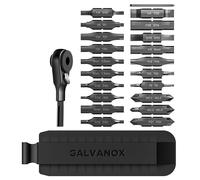 Galvanox - Set 22 accessori, compatibile con multiutensili Leatherman, kit 21 punte a doppia facciata [59HRC] con cricchetto a estremità piana e porta custodia, nero