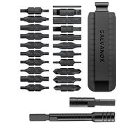 Galvanox Set di accessori da 23 pezzi, compatibile con Leatherman Multi-Tools [59HRC] Kit di punte bifacciali temprate da 21 pezzi con estensore driver, adattatore esagonale e supporto guaina (nero)