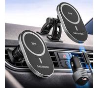 Galvanox Supporto magnetico wireless per caricabatterie da auto per telefoni Samsung Galaxy, ricarica rapida da 25 W (compatibile con MagSafe), supporto per cruscotto e presa d'aria con adattatore