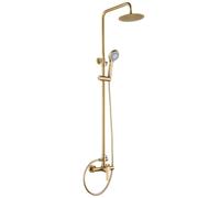 GALYON - Set Colonna Doccia Nicchia Kit Rubinetto Miscelatore - Asta Doccia Rubinetti Monocomando - Serie Roma Oro Spazzolato - Cartuccia Ceramica Ø35 mm