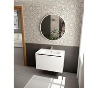 Galyon TORVISCO Mobile da bagno + lavabo Moonstone - FOIX Mobile sospeso con cassetto esterno + cassetto interno, design minimalista bianco opaco, 80-100 cm. Facile da installare. (80 cm)