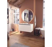 Galyon TORVISCO Mobile da bagno + lavabo Moonstone - FOIX Mobile sospeso con cassetto esterno + cassetto interno, design minimalista bianco opaco, 80-100 cm. Facile da installare. (100 cm)