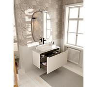 Galyon TORVISCO Mobile da bagno + lavabo Moonstone - FOIX Mobile sospeso con cassetto esterno + cassetto interno, design minimalista bianco opaco, 80-100 cm. Facile da installare. (90 cm)