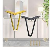 Gamba del tavolo, Gambe per mobili in metallo, Gambe for tavolo in acciaio resistente da 4 pezzi - Altezza regolabile for la sostituzione della pelliccia(Black,35cm/13.78inch)