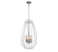 GAMBA: lampada a sospensione industriale bianca rustica a gabbia angolare str...