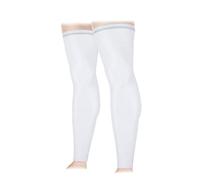 Gambali a compressione, Scaldamuscoli a compressione unisex anti UV for ciclismo, traspiranti, leggings sportivi da corsa e campeggio(White,M)