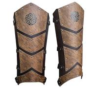Gambali medievali in finta pelle, stile vintage, con borchie, con cinghie regolabili, per appassionati di cosplay e giochi di ruolo, in pelle PU