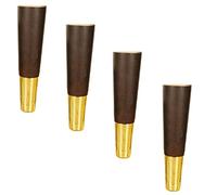 Gambe a cono in legno di gomma per mobili con punte in ottone, confezione da 4 piedini di ricambio per letti e armadi, include piastre di montaggio e viti, robuste ed eleganti