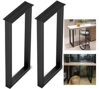 Gambe da tavolo regolabili in metallo resistenti a forma di U, 101,6 cm, per tavoli da pranzo e consolle, design moderno, colore nero, confezione da 2, perfette per cucina e tavolini da caffè