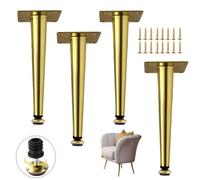 Gambe di ricambio per divano, 4 gambe in metallo, gambe per tavolo in ferro, gambe affusolate per mobili da cucina, tavolino da caffè, per TV, poltrona, comodino, ottomana, altezza regolabile 0-1 cm