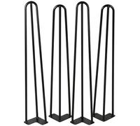 Gambe di tavolo con forcine in metallo, piedi protettore per pavimento, 4 pezzi gambe per mobili, tavoli da pranzo standard per scrivania, toeletta computerizzata (24 pollici (60cm)/nero)