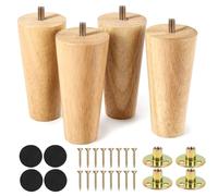 Gambe per Letto 8-50cm, 4 Pezzi Piedini per Divano Conico, Gambe per Mobili, Piedini di Ricambio in Legno Roveto con Viti per Tavolo, Sedia, Armadio, Cassettiera e Tavolo Basso(15cm)