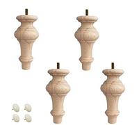 Gambe per mobili in legno di faggio grezzo, confezione da 4 piedini rotondi in legno per divano, armadio, panca, sedia, ottomano, tavolo, TV, mobile, cassettiera, montaggio M8, 8 mm, gambe in legno