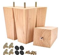 Gambe per mobili in legno massello, 12 cm, confezione da 4, resistenti piedini di ricambio a piramide con bulloni M8 e piastre di montaggio per una facile installazione, per divano reclinabile