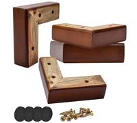 Gambe per mobili in legno massello, 5 cm, 4 pezzi, a forma di L, in legno di pino, piedini di ricambio fai da te, con viti, per letto, sedia, divano, armadio, cassettiera, supporto TV