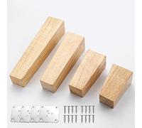 Gambe per mobili in legno massello, confezione da 4, piedini quadrati di ricambio per divano, sedia, tavolo, ottomano, armadio, include viti e piastre di montaggio, supporto durevole ed elegante