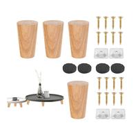 Gambe Per Mobili in Legno | Set Di 4 Piedi Di Rotondo In Legno Tornito | Divano Di Ricambio con Piastre Di Montaggio A Vite E Pattini Antiscivolo | Supporto Per Mobili Per La Casa E