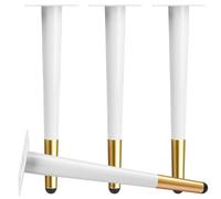 Gambe per mobili in metallo, 20 cm, resistenti, affusolate, con viti, piedini di ricambio per mobili fai da te, armadietti, comodini, TV, 4 pezzi, bianco oro
