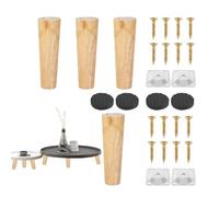 Gambe per mobili - Struttura in legno massiccio in legno, forma a mandrino liscio, forma classica a, struttura di montaggio migliorata con piastre di fissaggio a vite, decorazione per la casa