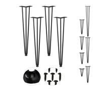 Relaxdays Hairpin Legs, Set da 4, 3 Aste, Metallo, Gamba Tavolo a Forcella, Sgabello Tavolo e Armadio, Alte 60 cm, Nero