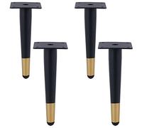 Gambe regolabili in metallo per divano, 10-55 cm, piedini per mobili in oro nero con cuscinetti in plastica spessa, confezione da 4 (40 cm), supporto elegante per divani e mobili, include viti