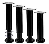 Gambe regolabili per mobili da 25-42 cm, 4 pezzi, in metallo nero, piedini di supporto per doghe centrali, resistenti, gambe di ricambio fai da te per armadio, tavolo, divano, sedia, scrivania