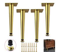 Gambe regolabili per mobili in metallo, confezione da 4 piedini in ferro, gambe di ricambio dorate per divano, altezza regolabile da 0 a 1 cm, design affusolato per mobile TV e divano, 20,5 cm