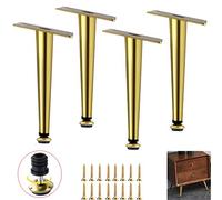 Gambe regolabili per mobili in metallo dorato, 35,5 cm, a forma di cono, gambe di ricambio per divano in ferro con regolazione in altezza (0-1 cm) per supporti TV e mobili