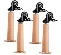 Gambe Tavolo con Ruote Universali 4 Pcs, 10- 70 cm, Tavolino Piedini Divano Zampe Mobili Letto, Piedini Mobili Inclinati, Piedini Divano Legno per Ufficio, Soggiorno, Sala da Pranzo(Vertical,50+6.2 cm
