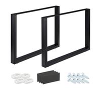 Relaxdays Gambe da Tavolo Industrial, Set da 2, LxH: 100 x 72 cm, Piedi per Mobili, Struttura in Ferro, Tavolino, Nero