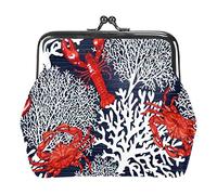 Gambero Rosso Granchio Mare Corallo Bianco Portamonete Vintage Pouch Pochette Fibbia Kiss-Lock Portamonete Portamonete Chiusura Chiusura Portafogli per Donna Ragazza
