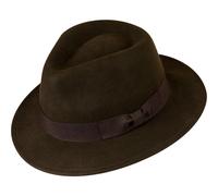 Gamble & Gunn Marrone Fedora 100% Pura Lana Feltro Classico Stile Vintage