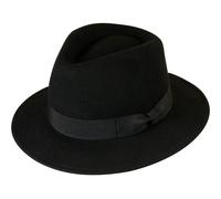 Gamble & Gunn Nero Fedora 100% Pura Lana Feltro Classico Stile Vintage