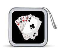 Gambling Casino Aces Poker CD Case Holder Portatile 40 Capacità DVD Portafoglio Storage Organizer per Auto Viaggio, Stile:, Taglia unica