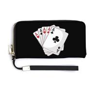 Gambling Casino Aces Poker Portafoglio in Pelle Moda Borsa Lunga con Cinturino da Polso per Uomo Donna, Stile:, 20.0*10.5cm