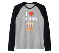 Gambling Win Jackpot Luck Gambler i Love Casino Maglia con Maniche Raglan