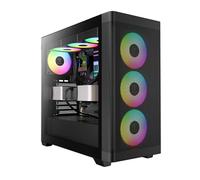 GAMDIAS ATHENA M3 ATX Mid Tower PC Case, 4 x 120 mm ARGB PWM Fan w/Hub, Front Airflow Mesh, Pannello laterale in vetro temperato senza attrezzi, MB Sync Ready, Nero