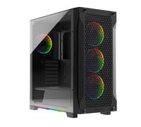 GAMDIAS ATHENA P1 ATX Mid-Tower Gaming PC Case, Vetro Temperato Laterale Senza Attrezzi, 4 Ventole ARGB 120 mm, Frontale per Flusso d'Aria, Sincronizza con la Mobo, Illuminazione Inferiore, Nero