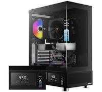 GAMDIAS ATLAS E1 ATX Mid Tower PC Case, monitor in tempo reale, 3 ventole ARGB da 120 mm, vetro temperato senza cuciture, prese d'aria laterali ad alto flusso d'aria, nero