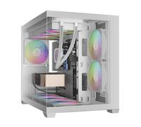 GAMDIAS Aura GC10m V2 Bianco Micro-Tower Computer Case / Gaming Cabinet | Supporta Micro-ATX, Mini-ITX | Pre Installato Side 2 x 120mm ARGB/Posteriore: 1 x 120mm ARGB Fan