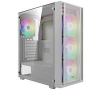 GAMDIAS AURA GC2 ELITE ARGB ATX Mid Tower PC Case, 4 x 120 mm ARGB Fan, pannello frontale in rete ad alto flusso d'aria, pannello laterale in vetro temperato facile da installare, bianco