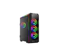 GAMDIAS E-ATX - Case per PC da gioco Mid-Tower con 3 ventole ARGB da 120 mm, pannello laterale in vetro temperato, porta a battente, scocca per PSU, supporto ATX, custodia per computer desktop per RGB