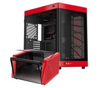 GAMDIAS NESO P1 Case PC Gaming Full Tower EATX, Configurazione Bidirezionale, Dual Chamber, Doppia Finestra in Vetro Temperato ad Apertura Touch, Rosso
