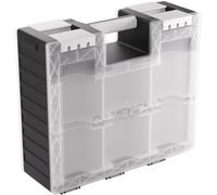 Game Castle - Valigetta tutto in uno a doppia faccia per carte e accessori da gioco, 19 vassoi rimovibili in 5 misure, ideale per carte, gettoni, dadi e strumenti, colore nero/bianco/trasparente