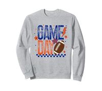 Game Day Calcio Stagione Retro Blu Arancione Checker Touchdown Felpa